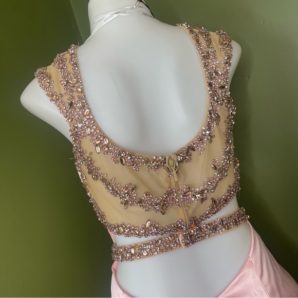 Sherri Hill  50548 blush pink rhinestone cap sleeve  short  dress 10 - Picture 7 of 16